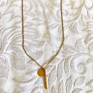 J Crew gold charm necklace, simple, chic